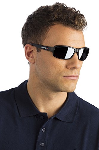 Cressi Ninja Ultra Flex Gafas de Sol, Ultra Flex Talla Única, Negro/Lentes espejadas Azul