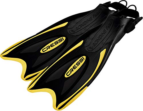 Cressi Palau Aleta Regulable específica para su Uso con el pie Descalzo o con Escarpines sin Suela, Unisex, Negro/Amarillo, M/L (41/44) Cressi Palau Aleta Regulable específica para su Uso con el pie Descalzo o con Escarpines sin Suela, Unisex, Negro/Amarillo, M/L (41/44)