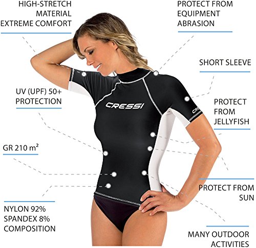 Cressi Rash Guard Camiseta con Filtro de Protección UV UPF 50+, Mujer, Negro, L