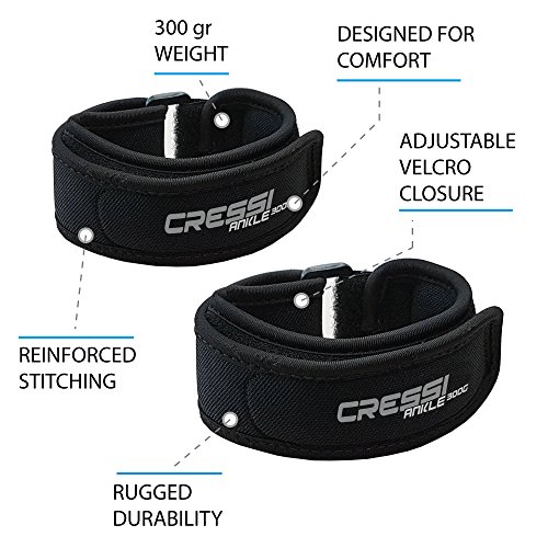 Cressi Ta200001 Tobilleras de Lastre, Unisex Adulto, Negro, Talla Ănica Cressi Ta200001 Tobilleras de Lastre, Unisex Adulto, Negro, Talla Ănica