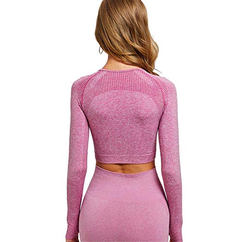 CrisKat Chandal mujer Conjunto deportivo mujer Conjunto mujer Cintura Alta Leggings Ropa fitness mujer Mallas deporte niña Mallas crossfit mujer (Conjunto Rosa, M)