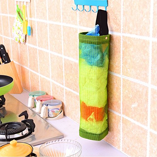 CRIVERS Organizador de Bolsas Hanging Mesh Rubbish, Portavasos Innovador Plegable, Bolsas de plástico Transparente/Dispensador de Bolsas de Basura para Cocina (1pc Amarillo+1pc Negro)