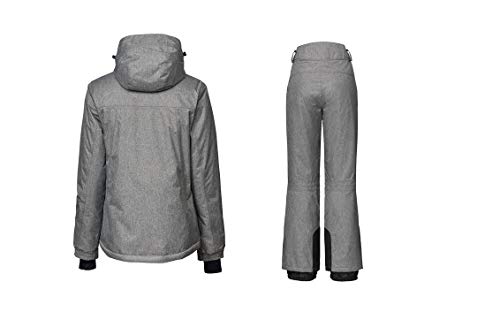 Crivit Traje de esquí para mujer, chaqueta de esquí, pantalones de snowboard, chaqueta de nieve, pantalones de esquí, pantalones de invierno, deportes de invierno, talla 36, color gris