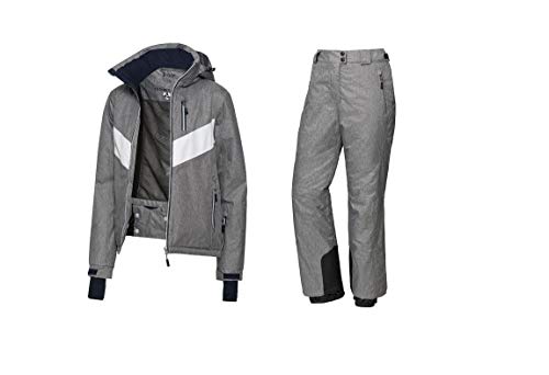 Crivit Traje de esquí para mujer, chaqueta de esquí, pantalones de snowboard, chaqueta de nieve, pantalones de esquí, pantalones de invierno, deportes de invierno, talla 36, color gris Crivit Traje de esquí para mujer, chaqueta de esquí, pantalones de snowboard, chaqueta de nieve, pantalones de esquí, pantalones de invierno, deportes de invierno, talla 36, color gris