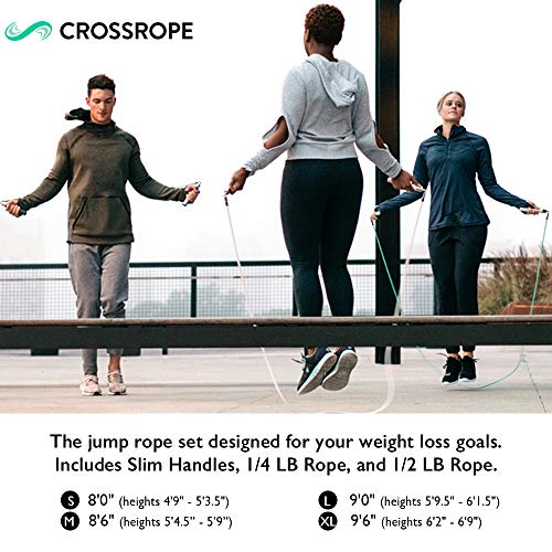 Crossrope Get Lean - Juego de comba lastrable para crossfit, Large - 9'0" (user height 5'9.5" - 6'1.5")
