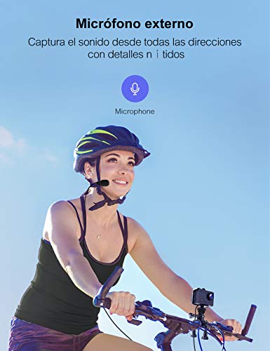 Crosstour CT8500 Cámara Deportiva 4K Wi-Fi 20MP (Cámara de Accion Acuatica de 40M con Micrófono Externo y Control Remoto, Funciones EIS Anti-Vibración y 20 Kits de Montaje de Accesorios)