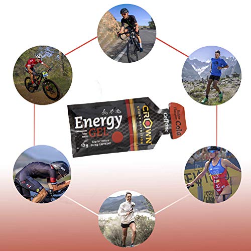 Crown Sport Nutrition Gel Energético - con o sin Cafeína - 10 unidades Carbohidratos en ratio 2:1:1 (Maltodextrina - Dextrosa - Fructosa) Ciclismo Running Deporte Entreno