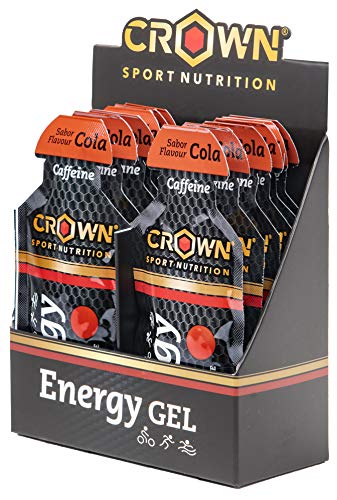 Crown Sport Nutrition Gel Energético - con o sin Cafeína - 10 unidades Carbohidratos en ratio 2:1:1 (Maltodextrina - Dextrosa - Fructosa) Ciclismo Running Deporte Entreno