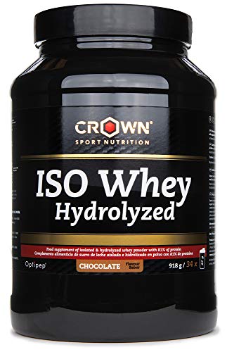 Crown Sport Nutrition ISO Whey Hydrolyzed Optipep 90, Proteína de Suero de Leche Hidrolizada, Sabor de Chocolate - 918 g
