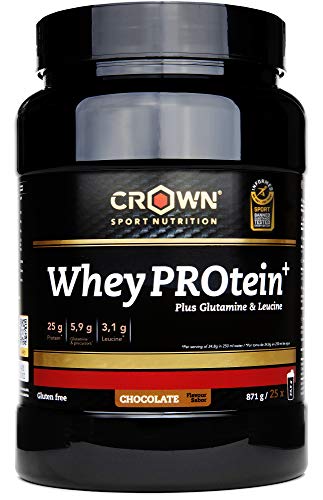 Crown Sport Nutrition Whey Protein - Concentrado proteína suero de leche con aminoácidos Leucina y Glutamina con certificado antidoping Informed sport
