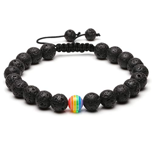 CrystalTears Pulsera unisex de piedras naturales con cuentas de abdomen, pulsera ajustable para parejas