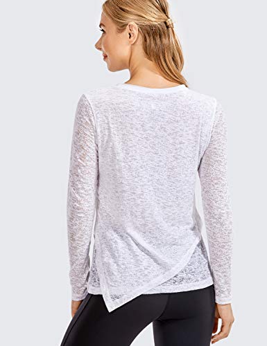 CRZ YOGA Burnout Cottony-Soft Top Ropa Deportiva Camiseta De Manga Larga para Mujer Blanco 42 CRZ YOGA Burnout Cottony-Soft Top Ropa Deportiva Camiseta De Manga Larga para Mujer Blanco 42