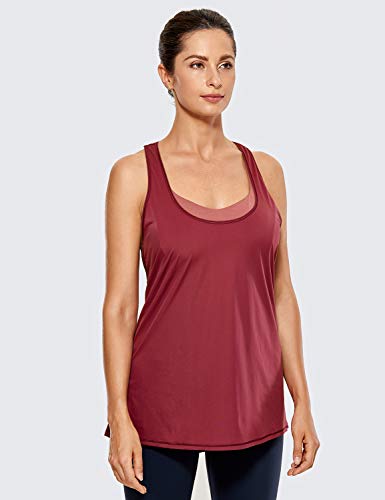 CRZ YOGA Camiseta Deportiva para Mujer Sin Mangas Tank Top Borgoña 42