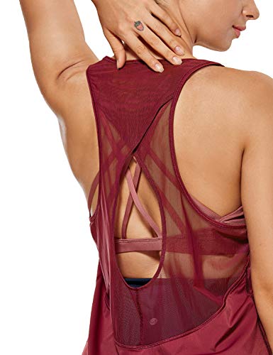 CRZ YOGA Camiseta Deportiva para Mujer Sin Mangas Tank Top Borgoña 42 CRZ YOGA Camiseta Deportiva para Mujer Sin Mangas Tank Top Borgoña 42