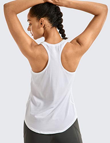 CRZ YOGA Mujer Algodón Pima Deporte de Sueltas Formación Camiseta sin Mangas Blanco-R744 38