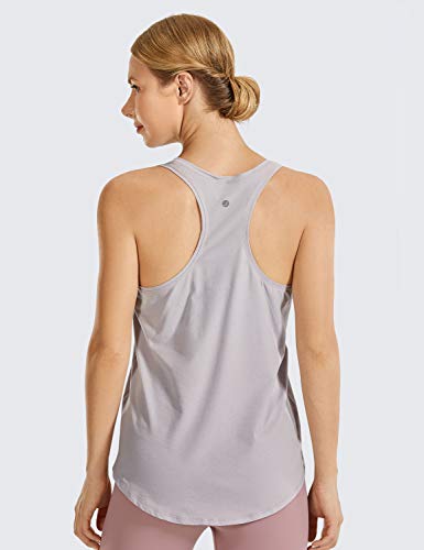 CRZ YOGA Mujer Algodón Pima Deporte de Sueltas Formación Camiseta sin Mangas Iris gris-R744 46