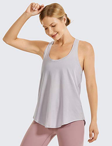 CRZ YOGA Mujer Algodón Pima Deporte de Sueltas Formación Camiseta sin Mangas Iris gris-R744 46 CRZ YOGA Mujer Algodón Pima Deporte de Sueltas Formación Camiseta sin Mangas Iris gris-R744 46