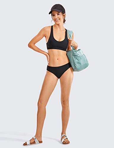 CRZ YOGA Mujer Bikini Natacion Parte de Arriba Bikini con Copas Extraíbles Cuello en V Bañador Negro 40