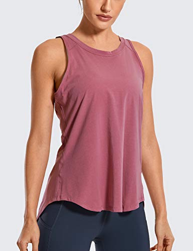 CRZ YOGA Mujer Camisas sin Mangas Deportivas Camisetas Chaleco Yoga Cuello Redondo Tops Deportes Espalda Abierta Misty Merlot 46