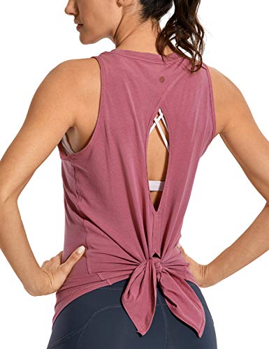 CRZ YOGA Mujer Camisas sin Mangas Deportivas Camisetas Chaleco Yoga Cuello Redondo Tops Deportes Espalda Abierta Misty Merlot 46