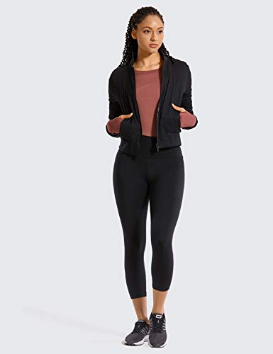 CRZ YOGA Mujer Compresión Mallas Largos Pantalones Deportivos Cintura Alta con Bolsillo-53cm Negro 38 CRZ YOGA Mujer Compresión Mallas Largos Pantalones Deportivos Cintura Alta con Bolsillo-53cm Negro 38