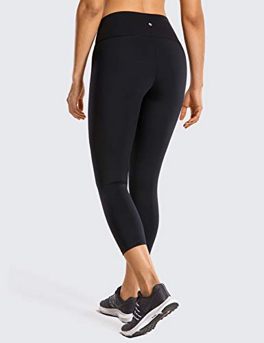 CRZ YOGA Mujer Compresión Mallas Largos Pantalones Deportivos Cintura Alta con Bolsillo-53cm Negro 38