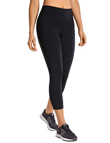 CRZ YOGA Mujer Compresión Mallas Largos Pantalones Deportivos Cintura Alta con Bolsillo-53cm Negro 38