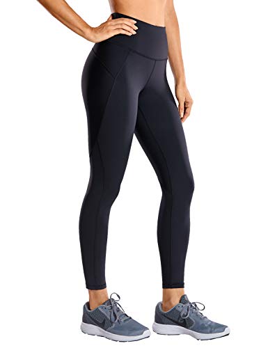 CRZ YOGA Mujer Compression Leggings Cintura Alta Deportivos Running Fitness Pantalon con Bolsillo-63cm Negro R424 38 CRZ YOGA Mujer Compression Leggings Cintura Alta Deportivos Running Fitness Pantalon con Bolsillo-63cm Negro R424 38