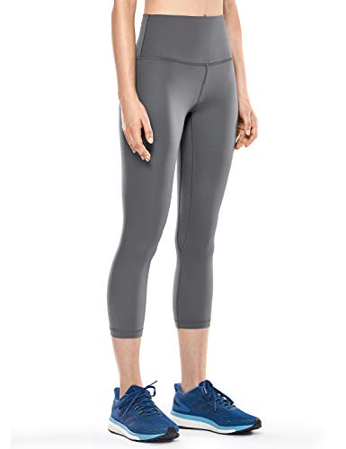 CRZ YOGA Mujer Deportivos Leggings Capri Pantalones Elastico para Yoga Pilates - 53cm Carbono Oscuro - 53cm 36