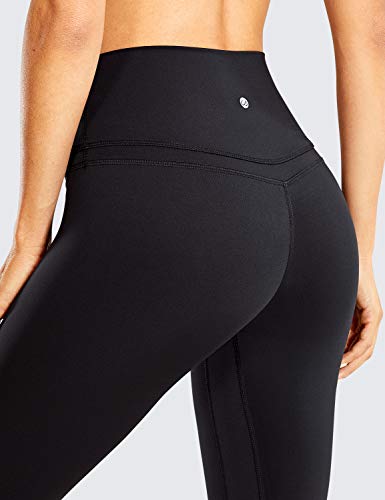 CRZ YOGA Mujer Naked Feeling Deportivos 7/8 Leggings Yoga Fitness Pantalon de Cintura Alta con Bolsillos-63cm Negro-R009 38