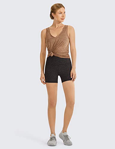 CRZ YOGA Mujer Pantalones Cortos Deportivos de Cintura Alta Running Pantalones Cortos-10cm Grano de Leopardo de Oliva 38 CRZ YOGA Mujer Pantalones Cortos Deportivos de Cintura Alta Running Pantalones Cortos-10cm Grano de Leopardo de Oliva 38