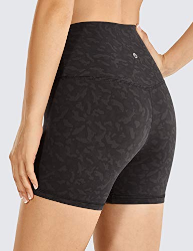 CRZ YOGA Mujer Pantalones Cortos Deportivos de Cintura Alta Running Pantalones Cortos-10cm Grano de Leopardo de Oliva 38 CRZ YOGA Mujer Pantalones Cortos Deportivos de Cintura Alta Running Pantalones Cortos-10cm Grano de Leopardo de Oliva 38