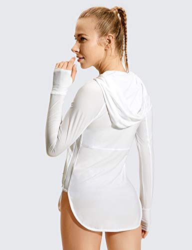 CRZ YOGA Mujer Sudadera con Cremallera Chaqueta de Atletismo Tops de Entrenamiento Ligeros Blanco 42