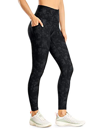 CRZ YOGA Mujer Termicos Invierno Grueso Cálido Pantalones Yoga Pantalones Deportivos con Bolsillos-63cm La Niebla de Tinta de Humo 40