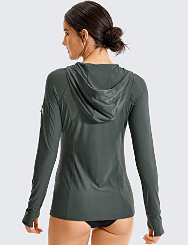 CRZ YOGA Mujer Traje De Baño UPF Cover Ups para Mujeres Sudadera De Manga Larga Montaña Verde 38