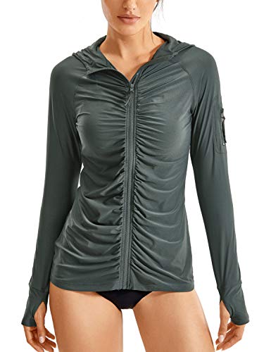 CRZ YOGA Mujer Traje De Baño UPF Cover Ups para Mujeres Sudadera De Manga Larga Montaña Verde 38