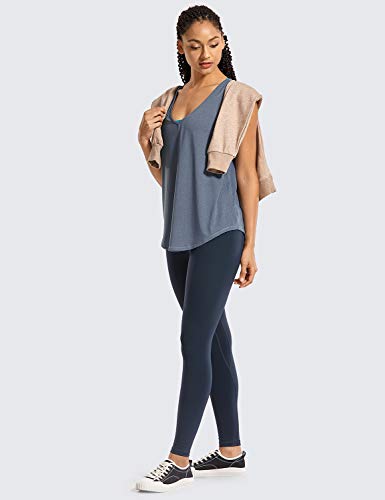 CRZ YOGA Mujer V Neck T-Shirt Camiseta sin Mangas de Entrenamiento Fitness Camisolas Azul Melange 40 CRZ YOGA Mujer V Neck T-Shirt Camiseta sin Mangas de Entrenamiento Fitness Camisolas Azul Melange 40