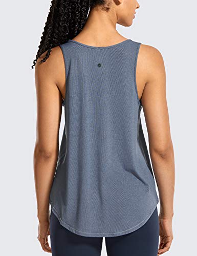 CRZ YOGA Mujer V Neck T-Shirt Camiseta sin Mangas de Entrenamiento Fitness Camisolas Azul Melange 40 CRZ YOGA Mujer V Neck T-Shirt Camiseta sin Mangas de Entrenamiento Fitness Camisolas Azul Melange 40