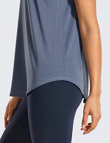 CRZ YOGA Mujer V Neck T-Shirt Camiseta sin Mangas de Entrenamiento Fitness Camisolas Azul Melange 40 CRZ YOGA Mujer V Neck T-Shirt Camiseta sin Mangas de Entrenamiento Fitness Camisolas Azul Melange 40