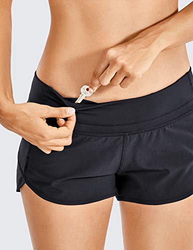 CRZ YOGA Pantalón Corto para Mujer Shorts con Bolsillo Cremallera -6cm Negro. 36