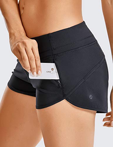 CRZ YOGA Pantalón Corto para Mujer Shorts con Bolsillo Cremallera -6cm Negro. 36 CRZ YOGA Pantalón Corto para Mujer Shorts con Bolsillo Cremallera -6cm Negro. 36