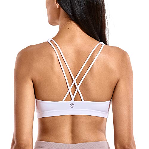 CRZ YOGA - Sujetador Deportivo Yoga Cruzados Espalda Sin Aros para Mujer Blanco S