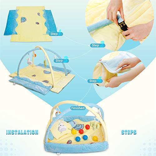 CRZDEAL Gimnasio de Actividades para Bebés, Area de Juego para Bebé, Bolas de Colores y Almohadas de Animales, Material de Algodón Súper Suave, 110*105*68cm, Adecuado para Bebé de 0 a 36 Meses CRZDEAL Gimnasio de Actividades para Bebés, Area de Juego para Bebé, Bolas de Colores y Almohadas de Animales, Material de Algodón Súper Suave, 110*105*68cm, Adecuado para Bebé de 0 a 36 Meses