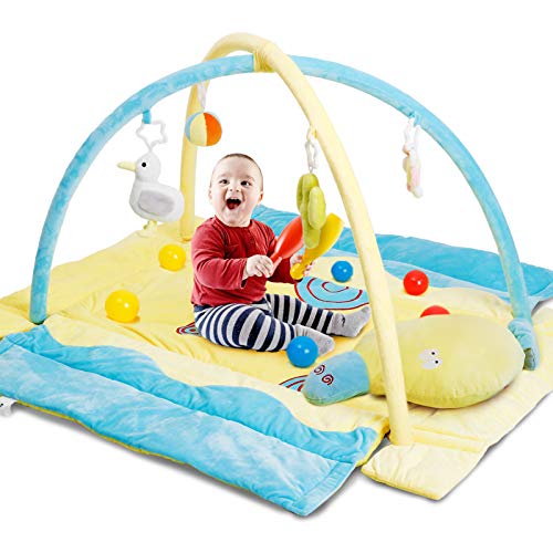 CRZDEAL Gimnasio de Actividades para Bebés, Area de Juego para Bebé, Bolas de Colores y Almohadas de Animales, Material de Algodón Súper Suave, 110*105*68cm, Adecuado para Bebé de 0 a 36 Meses CRZDEAL Gimnasio de Actividades para Bebés, Area de Juego para Bebé, Bolas de Colores y Almohadas de Animales, Material de Algodón Súper Suave, 110*105*68cm, Adecuado para Bebé de 0 a 36 Meses
