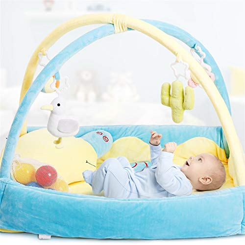 CRZDEAL Gimnasio de Actividades para Bebés, Area de Juego para Bebé, Bolas de Colores y Almohadas de Animales, Material de Algodón Súper Suave, 110*105*68cm, Adecuado para Bebé de 0 a 36 Meses