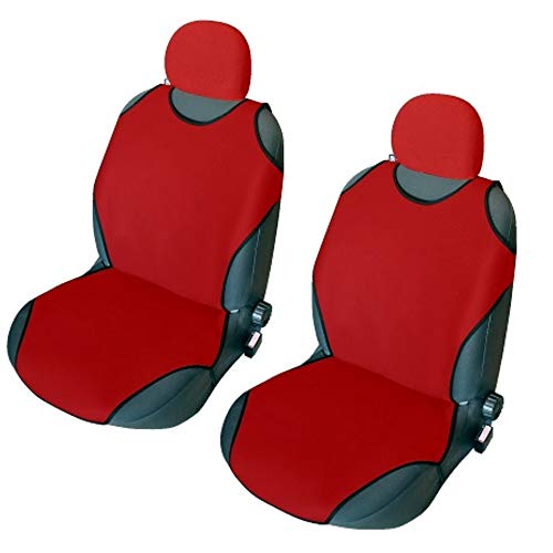 CSC401 -Funda para asiento de coche con forma de camiseta, Cojín para asiento de coche, Funda Cubierta Protector Asiento de coche, respaldo asiento Rojo (1 par)