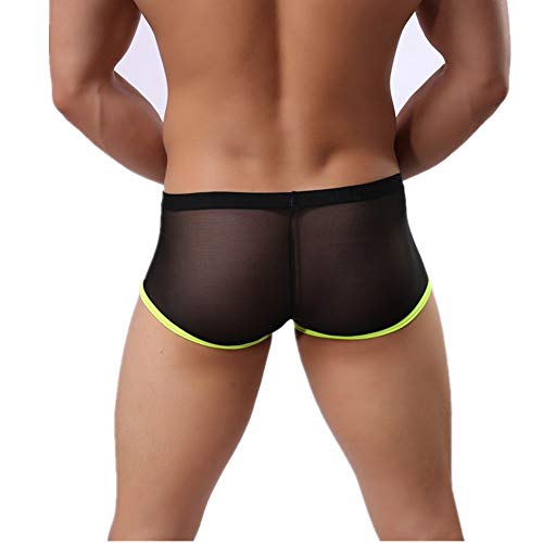 CSMARTE Hombre Slip Calzoncillos bóxer de Rayas de Malla de Ropa Interior para Hombres Troncos Transparentes Atractivos