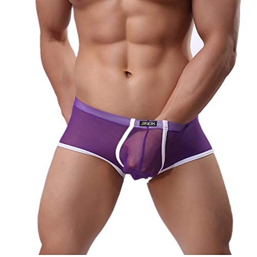 CSMARTE Hombre Slip Calzoncillos bóxer de Rayas de Malla de Ropa Interior para Hombres Troncos Transparentes Atractivos