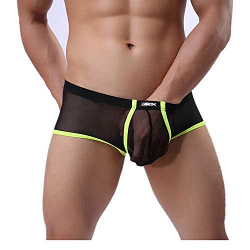 CSMARTE Hombre Slip Calzoncillos bóxer de Rayas de Malla de Ropa Interior para Hombres Troncos Transparentes Atractivos