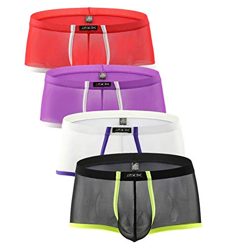 CSMARTE Hombre Slip Calzoncillos bóxer de Rayas de Malla de Ropa Interior para Hombres Troncos Transparentes Atractivos CSMARTE Hombre Slip Calzoncillos bóxer de Rayas de Malla de Ropa Interior para Hombres Troncos Transparentes Atractivos